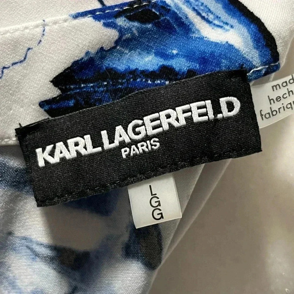 Karl Lagerfeld Paris Bow Knit Floral Blouse - Picture 10 of 11